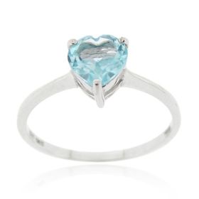 Sterling Silver Blue Topaz Solitaire Heart Ring (SKU: R11885BT-9)