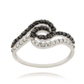 Sterling Silver Black Diamond Accent Swirl Ring (SKU: R12148M4-8)