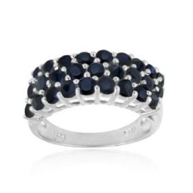 Sterling Silver 3 Row Sapphire Wedding Band Ring (SKU: R11365S-5)