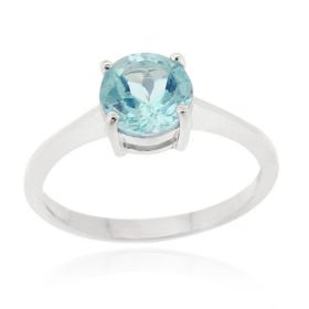 Sterling Silver Blue Topaz Solitaire Round Ring (SKU: R11886BT-6)