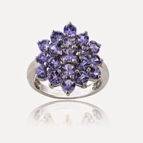 Sterling Silver 2.5ct TGW Tanzanite Flower Ring (SKU: R13895T-5)