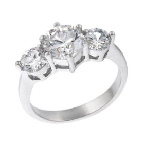 Sterling Silver Round CZ Bridal Engagement Ring (SKU: R10819-5)