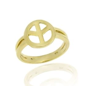 18k Gold over Sterling Silver Peace Sign Ring (SKU: RG10802-7)