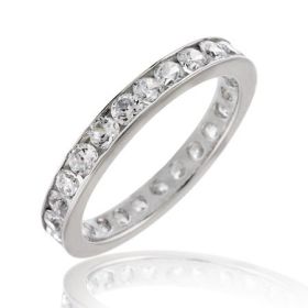 Sterling Silver Round CZ Bridal Wedding Band (SKU: R10830-10)