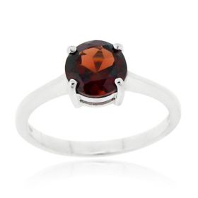 Sterling Silver Garnet Solitaire Round Ring (SKU: R11886G-10)
