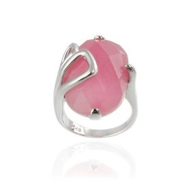 Sterling Silver Faceted Pink Jade Wrap Ring (SKU: R11514PJD-6)