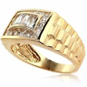 18K Gold over Sterling Silver CZ Men's Ring (SKU: RG4517-12)