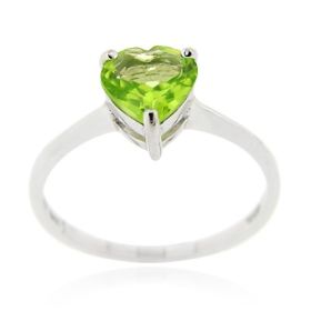 Sterling Silver Peridot Solitaire Heart Ring (SKU: R11885PD-8)
