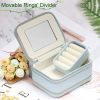 Jewelry Case with Double Zippers and Built-in Mirror Small Size PU Leather for Women and Girls Rings Earrings Necklace Organizer Jewelry Storage Box