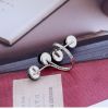 Open Ring with Black and White Resin Stones Womens Fashion