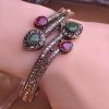 Bangles Pear Cut Charm Bypass for Women Cubic Zirconia CZ Silver Tone Plated Brass