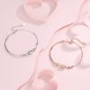 Chain Bracelet Round Charms Half Bar Rose Gold Plated with Lock Adjustable for Women