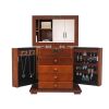Handcrafted Wooden Jewelry Box Organizer Wood 5 Layers Case with 4 Drawers Brown