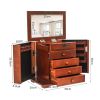 Handcrafted Wooden Jewelry Box Organizer Wood 5 Layers Case with 4 Drawers Brown