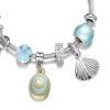 Bangle Bracelet Sea Shell Charm Wrap Silver Fashion Jewelry Stainless Steel Bracelet for Women