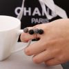 Open Ring with Black and White Resin Stones Womens Fashion