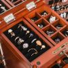 Handcrafted Wooden Jewelry Box Organizer Wood 5 Layers Case with 4 Drawers Brown